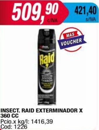 Maxiconsumo INSECT. RAID EXTERMINADOR X 360 CC oferta