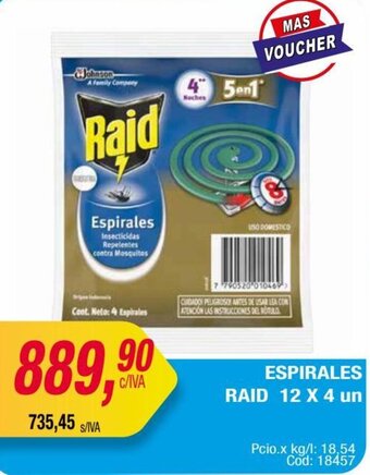 Maxiconsumo ESPIRALES RAID 12 X 4 un oferta