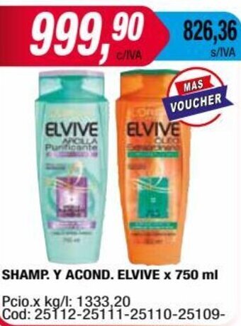 Maxiconsumo SHAMP. Y ACOND. ELVIVE x 750 ml oferta