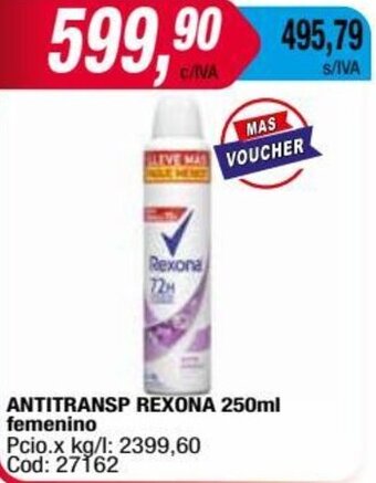 Maxiconsumo ANTITRANSP REXONA 250ml femenino oferta
