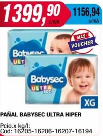 Maxiconsumo PAÑAL BABYSEC ULTRA HIPER oferta