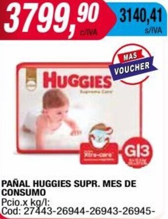 Maxiconsumo PAÑAL HUGGIES SUPR. MES DE CONSUMO oferta