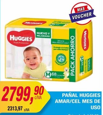 Maxiconsumo PAÑAL HUGGIES AMAR/CEL MES DE USO oferta