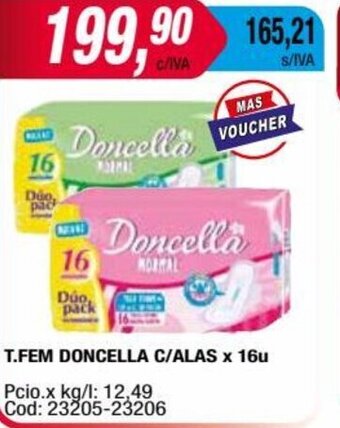 Maxiconsumo T.FEM DONCELLA C/ALAS x 16u oferta
