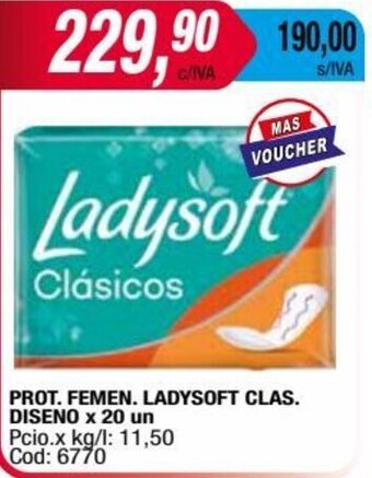 Maxiconsumo PROT. FEMEN. LADYSOFT CLAS. DISENO x 20 un oferta