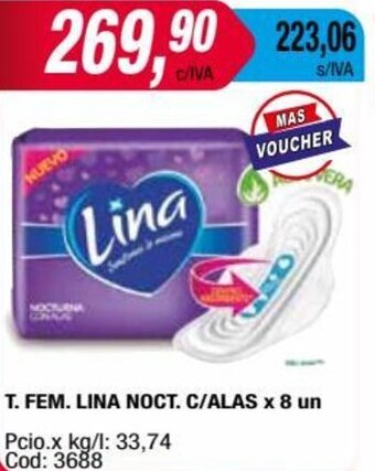 Maxiconsumo T. FEM. LINA NOCT. C/ALAS x 8 un oferta