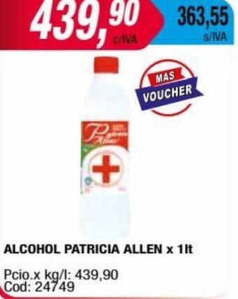 Maxiconsumo ALCOHOL PATRICIA ALLEN x 1lt oferta