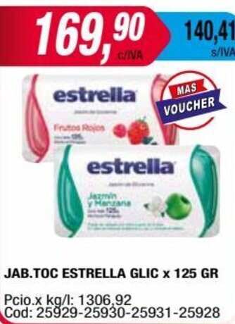 Maxiconsumo JAB.TOC ESTRELLA GLIC x 125 GR oferta