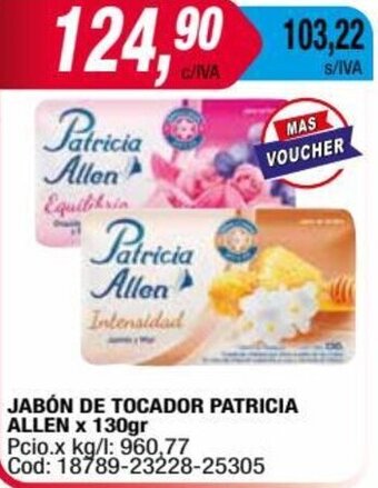 Maxiconsumo JABÓN DE TOCADOR PATRICIA ALLEN x 130gr oferta