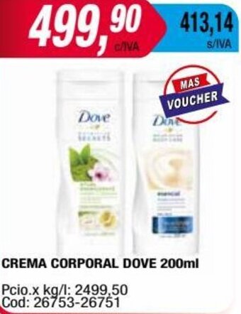 Maxiconsumo CREMA CORPORAL DOVE 200ml oferta