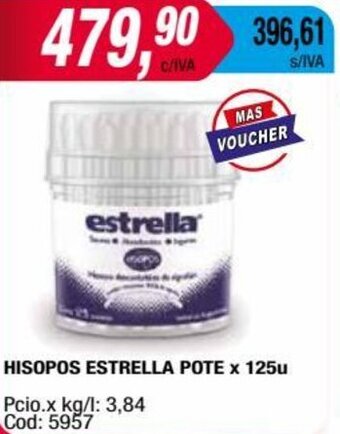 Maxiconsumo HISOPOS ESTRELLA POTE x 125u oferta