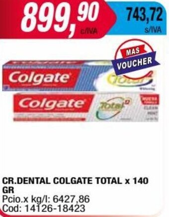 Maxiconsumo CR.DENTAL COLGATE TOTAL x 140 GR oferta
