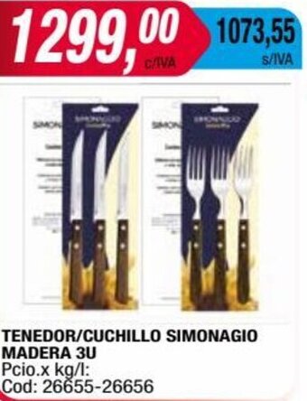 Maxiconsumo TENEDOR/CUCHILLO SIMONAGIO MADERA 3U oferta