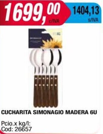 Maxiconsumo CUCHARITA SIMONAGIO MADERA 6U oferta