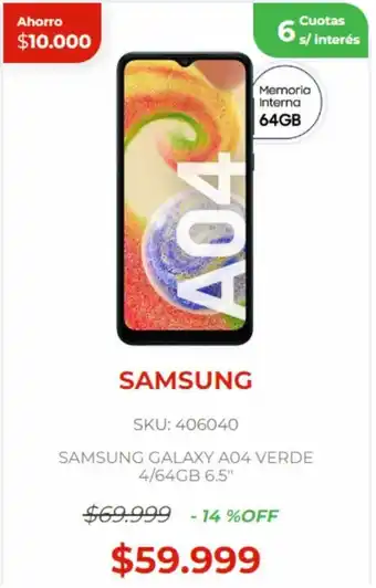 Naldo Lombardi SAMSUNG GALAXY A04 VERDE 4/64GB 6.5" oferta