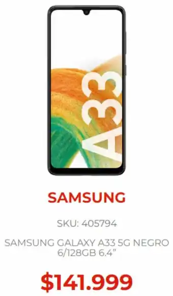 Naldo Lombardi SAMSUNG GALAXY A33 5G NEGRO 6/128GB 6.4" oferta