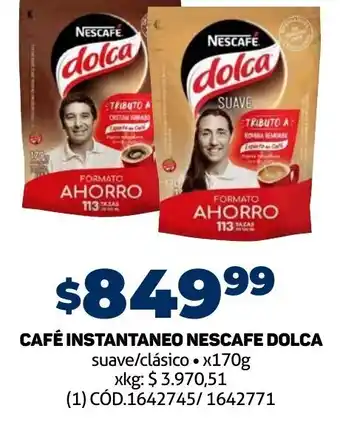 Makro CAFÉ INSTANTANEO NESCAFE DOLCA suave/clásico • x170g oferta