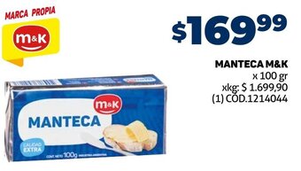 Makro MANTECA M&K x 100 gr oferta