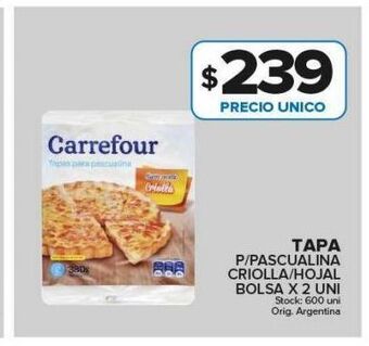 Carrefour Maxi Tapa p/pascualina criolla/hojaldre carrefour bolsa x 2uni oferta