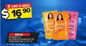 Carrefour Maxi Shampoo/acondicionador sedal vs fragancias x 10cc oferta