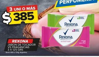 Carrefour Maxi Jabón de tocador rexona vs fragancias 3 x 125g oferta