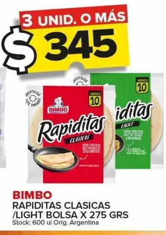 Carrefour Maxi Rapiditas bimbo clasicas/light x 275g oferta