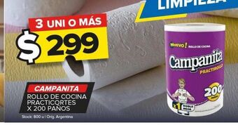 Carrefour Maxi Rollo de cocina campanita practicortes x 200paños oferta