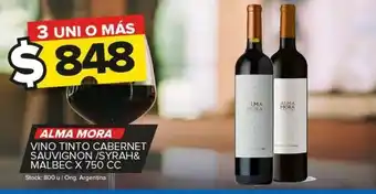 Carrefour Maxi Vino tinto alma mora cabernet/malbec/syrah x 750cc oferta