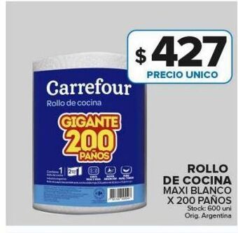 Carrefour Maxi Rollo de cocina maxi blanco x 200 paños oferta