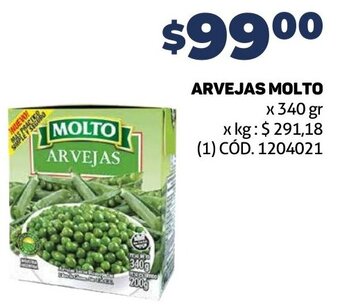 Makro ARVEJAS MOLTO x 340 gr oferta