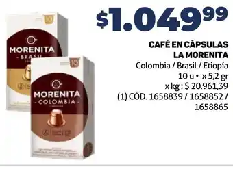 Makro CAFÉ EN CÁPSULAS LA MORENITA 10u x 5,2gr oferta