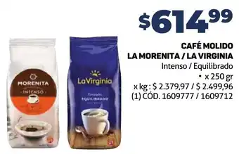 Makro CAFÉ MOLIDO LA MORENITA/LA VIRGINIA Intenso / Equilibrado x 250 gr oferta