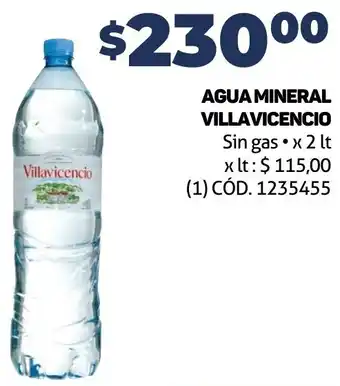 Makro AGUA MINERAL VILLAVICENCIO Sin gas •x 2 lt oferta