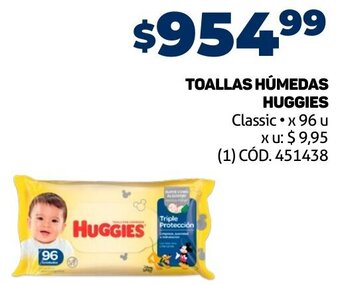 Makro TOALLAS HÚMEDAS HUGGIES Classic x 96 u oferta