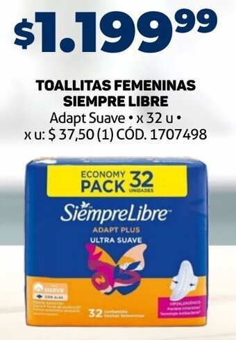 Makro TOALLITAS FEMENINAS SIEMPRE LIBRE Adapt Suave x 32 u oferta