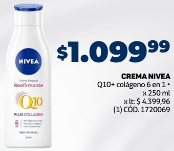 Makro CREMA NIVEA Q10+ colágeno 6 en 1. x 250 ml oferta