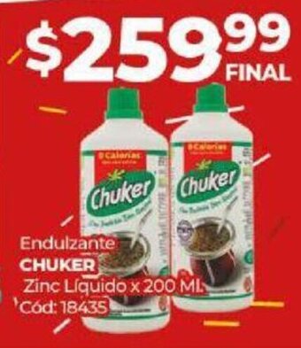 Diarco Endulzante CHUKER Zinc Líquido x 200 MI oferta