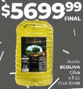 Diarco Aceite ECOLIVA Oliva x 5 Lt. oferta