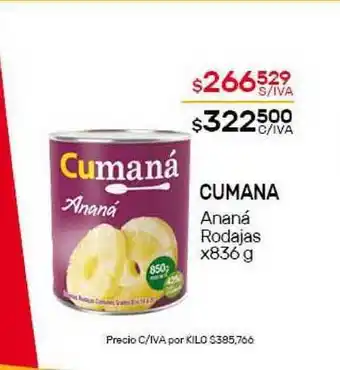 Nini Mayorista Cumana Ananá Rodajas x836g oferta