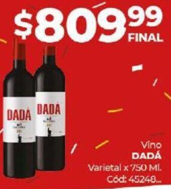 Diarco Vino DADÁ Varietal x 750 Ml. oferta