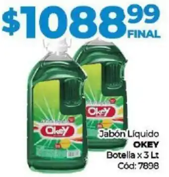 Diarco Jabón Líquido OKEY Botella x 3 Lt Cód: 7898 oferta