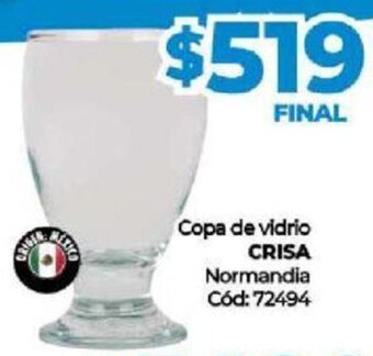 Diarco Copa de vidrio CRISA Normandia Cód: 72494 oferta