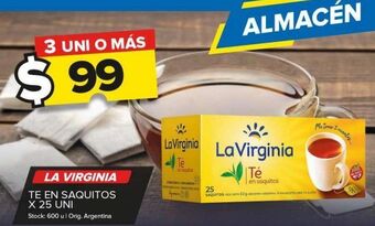 Carrefour Maxi Té en saquitos la virginia x 25uni oferta