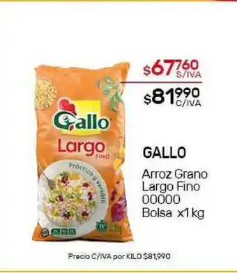 Nini Mayorista Gallo Arroz Grano Largo Fino 00000 Bolsa x1kg oferta