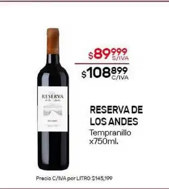 Nini Mayorista Reserva de Los Andes Tempranillo x750ml oferta