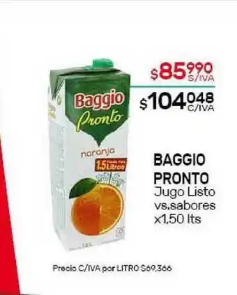 Nini Mayorista Baggio Pronto Jugo Listo vs. sabores x1,50lts oferta