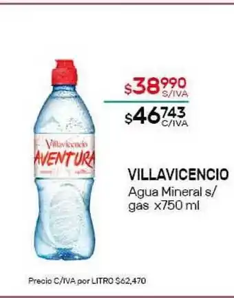 Nini Mayorista Villavicencio Agua Mineral s/gas x750ml oferta
