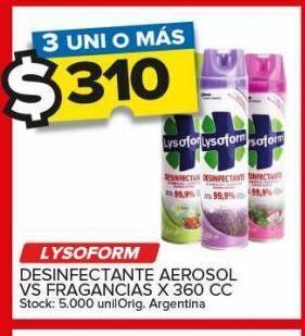 Carrefour Maxi Desinfectante lysoform aerosol vs fragancias x 360cc oferta