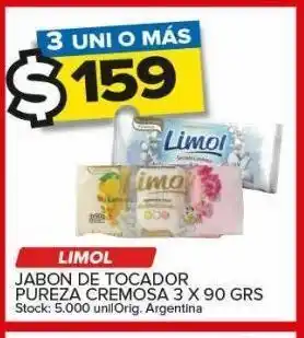 Carrefour Maxi Jabón de tocador limol puereza cremosa 3 x 90g oferta