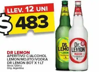 Carrefour Maxi Aperitivo c/alcohol dr. lemon lemon/mojito/vodka botella x 1l oferta